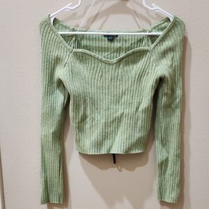 Wild Fable Green Off-the-Shoulder Sweater